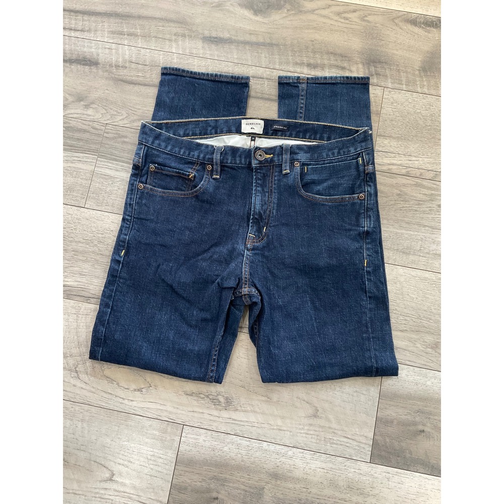 Quiksilver Mens Straight Fit Jeans Dark Wash‎ Blue Denim Size 34